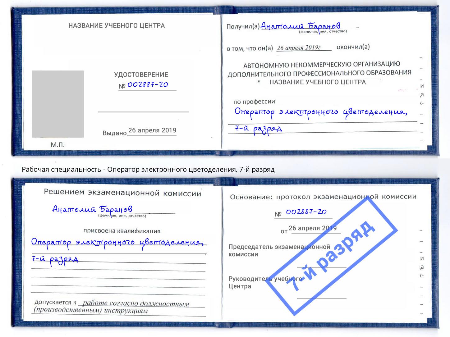 корочка 7-й разряд Оператор электронного цветоделения Череповец